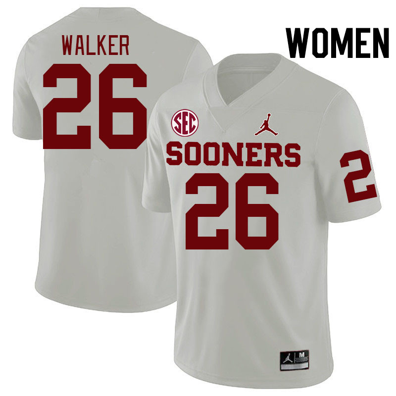 Women #26 Kani Walker Oklahoma Sooners 2024 SEC Conference College Football Jerseys-White